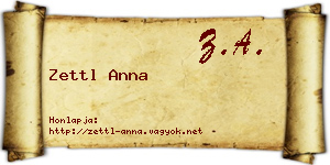 Zettl Anna névjegykártya